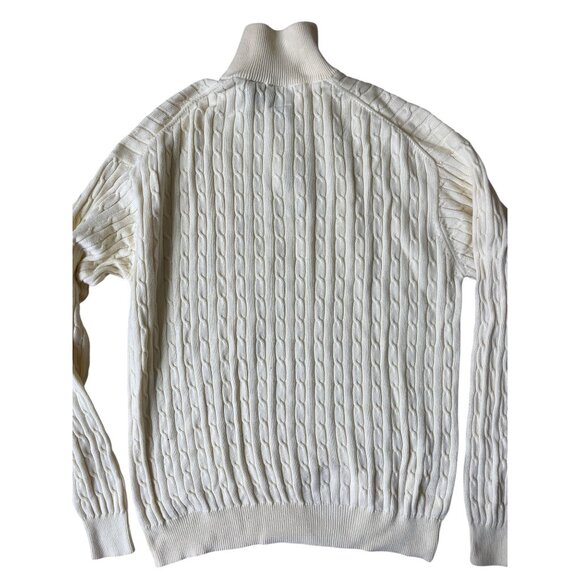 T.Harris London Cable Knit  Cardigan Sweater Mens Large Yellow Preppy Classic - Picture 4 of 8